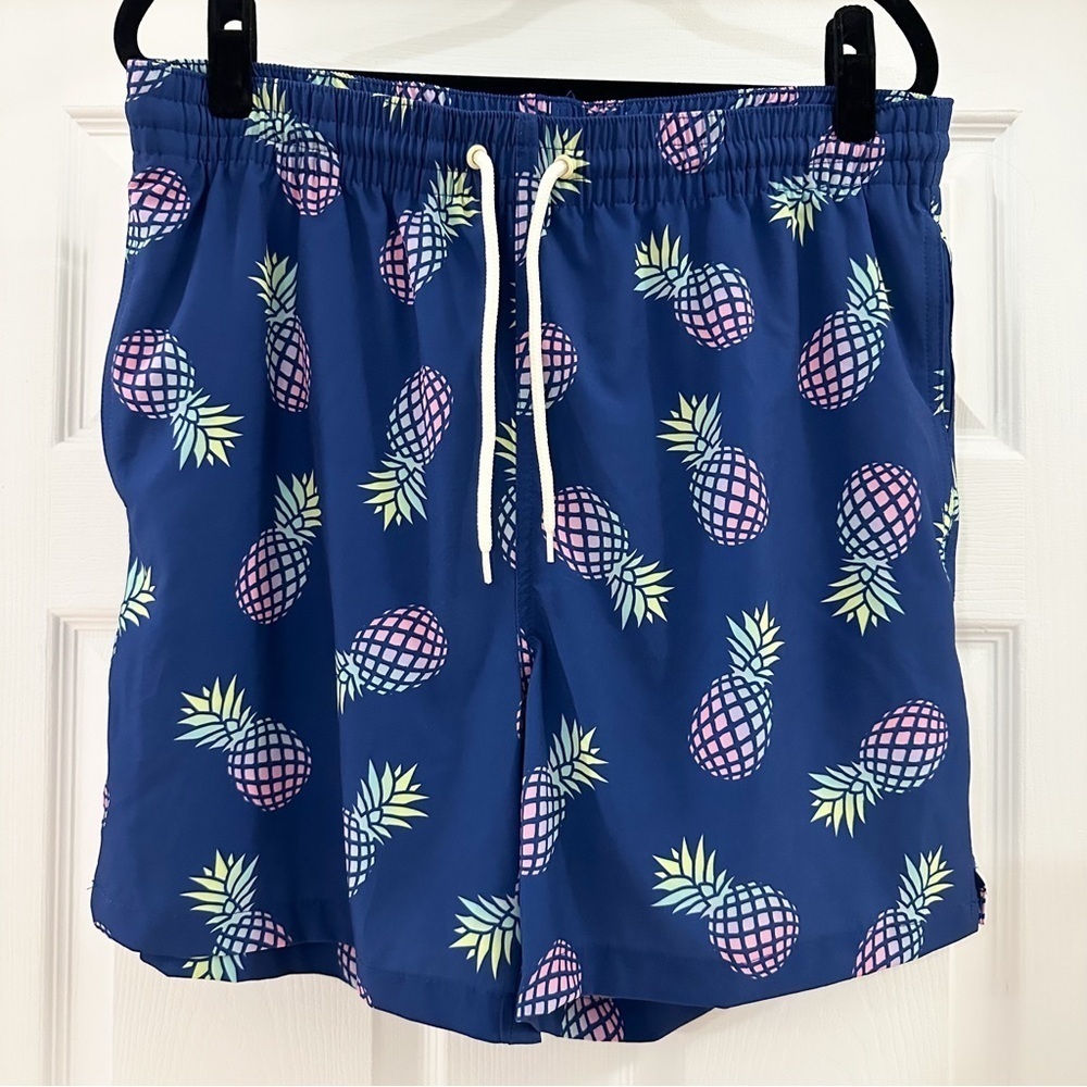 Wave Zone Pineapple Print Swim Trunks Swimsuit Blue sz Large